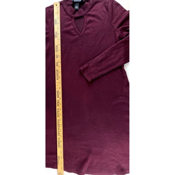 By And By Womens Sweater Dress Size Small Keyhole Neck Long Sleeve Pockets Wine - Picture 9 of 14
